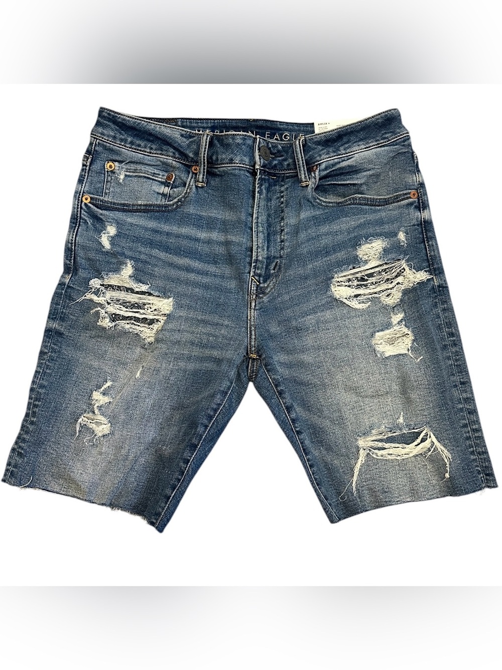 American Eagle AirFlex+ Distressed Bandana Jean Shorts Men’s 31 NWT